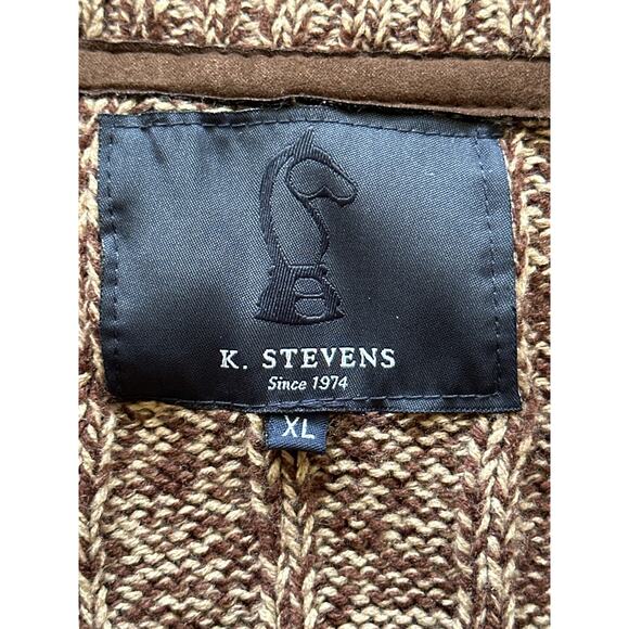 K. STEVENS Vintage XL Fall Brown Y2K Dad Granpacore Streetwear Zip Cardigan - Picture 2 of 15